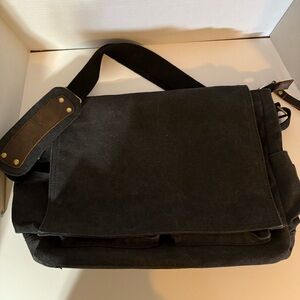 COPY - Black/Dark Grey SMRITI Canvas Messenger Bag